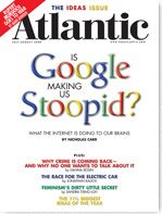 La Une du magazine Atlantic qui a déclenché la réflexion sur l'usage excessif du moteur de recherche Google, le 15 janvier 2011